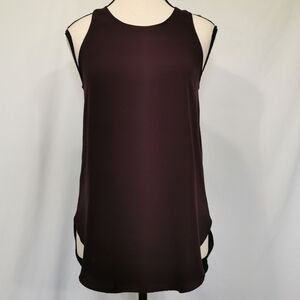 Wilfred Burgundy Slim Fit Tank Blouse High-Low Rounded Hem Back Zip - Sz XS